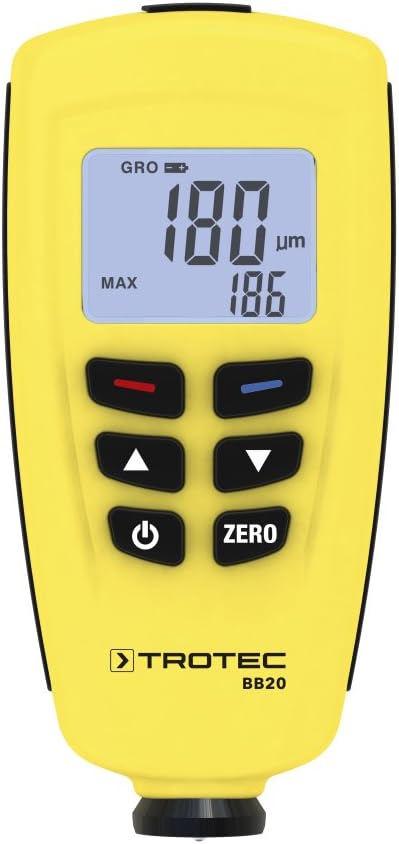 TROTEC Lackmessgerät BB20 – Lackschichten Messgerät für Auto – Messbereich 0 bis 1.250 µm, Speicher