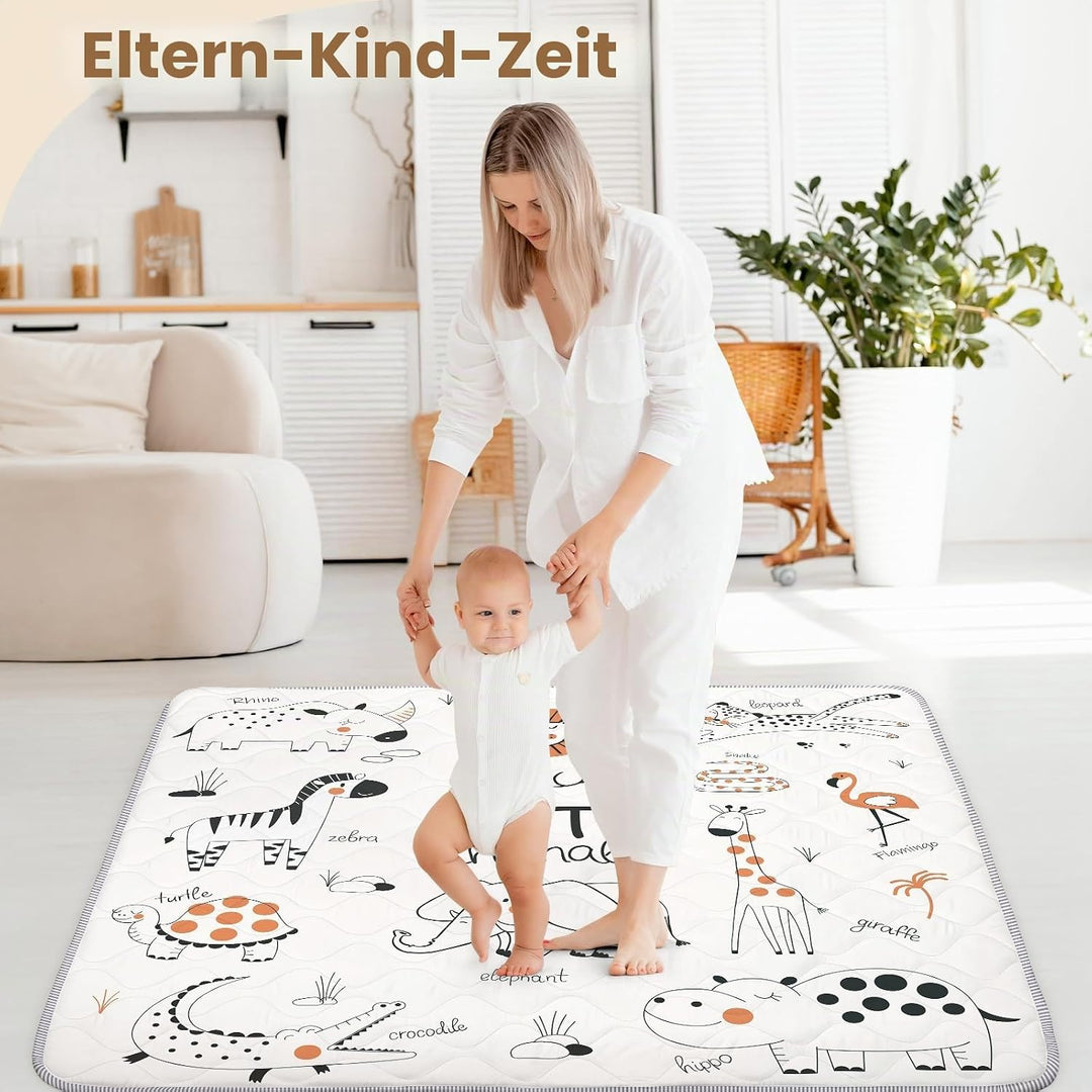 Krabbelmatt Baby 127x127cm,Faltbar Spielmatte Baby,Weiche Dicke Krabbeldecke maschinenwaschbare für