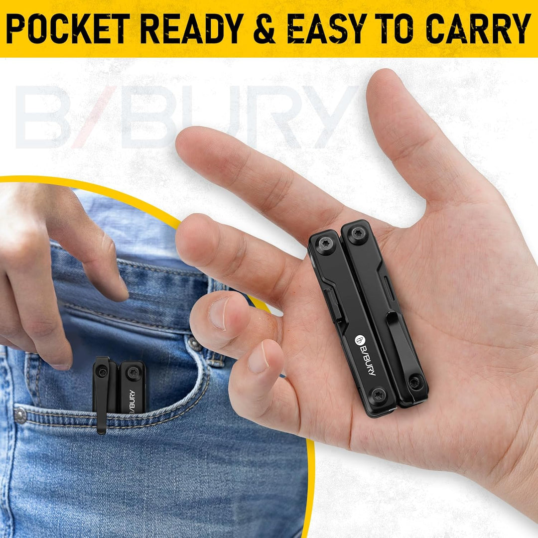 BIBURY Mini Multitool Zange Mit Unsichtbare Pinzette, 10 in 1 EDC Multi Tool Mit Glasbrecher Rückenc