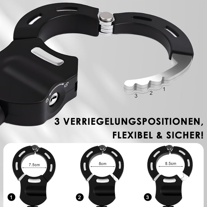 E Scooter Schloss, Schloss für E Scooter mit Schlüssel, Handschellenschloss mit Silikonschutz Gegen