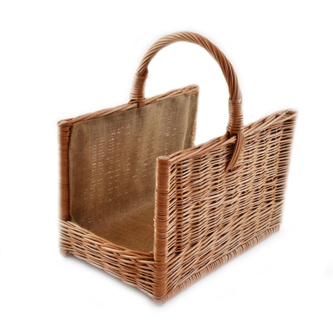 MyBer® Kaminholzkorb Rattankorb Weidenkorb Korb Tragekorb für Holz verstärkt braun K6-205_G-J