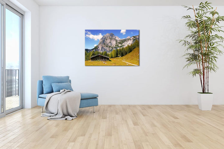 verlassene Hütte in den Bergen Format: 80x60 als Leinwandbild, Motiv fertig gerahmt auf Echtholzrahm