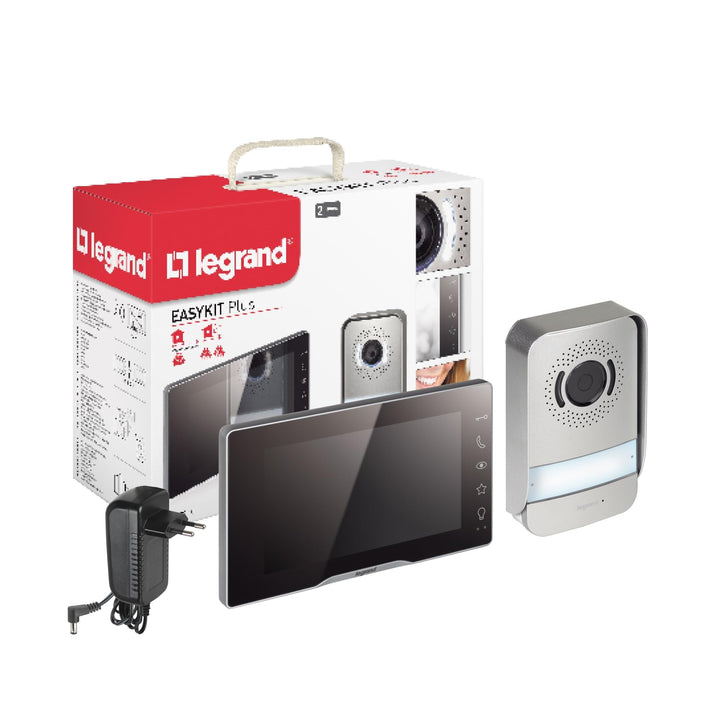 LEGRAND, EASYKIT Plus Video-Türsprechanlagen-Set mit 2-Draht-Anschluss, 7"-Farbmonitor-verspiegelt &