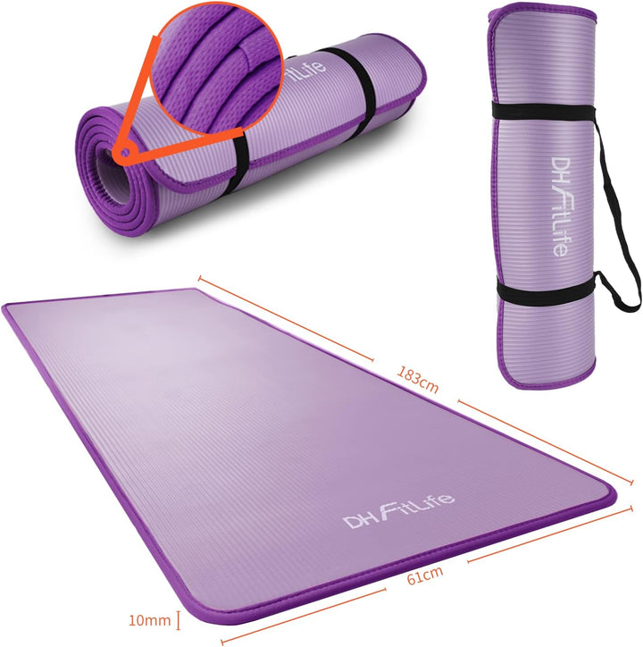 DH FitLife Trainingsmatte Fitnessmatte, Sportmatte 183 * 61 * 1 cm, Gymnastikmatte extra reissfest,