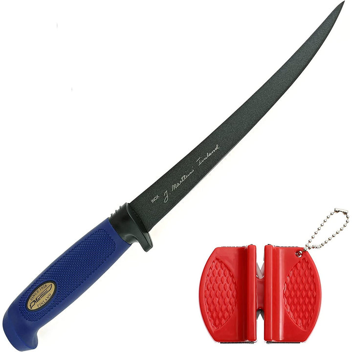Marttiini Martef 36cm Filetiermesser, Klinge 23cm, beschichtet + LANSKY Crock Stick Messerschärfer/F