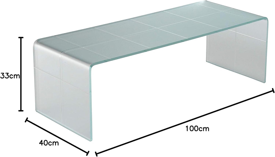 IMAGO FACTORY Audrey Couchtisch, Brücke aus satiniertem Glas, modern, Wohnzimmertisch, gross, Coucht
