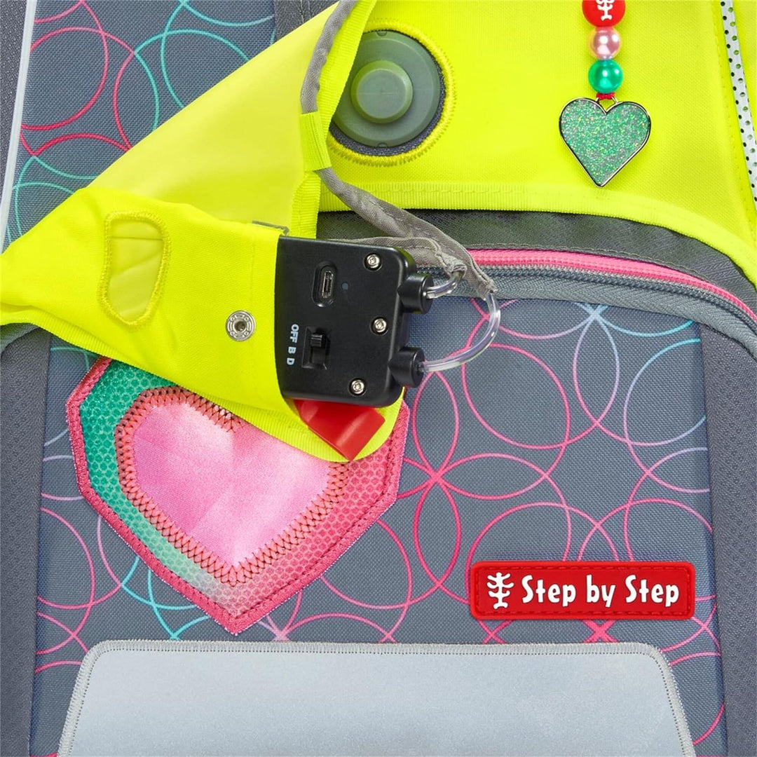 Step by Step LED Neon Pull-Over für Space Schulranzen, Reflektorüberzug mit LED-Leuchteffekt für meh