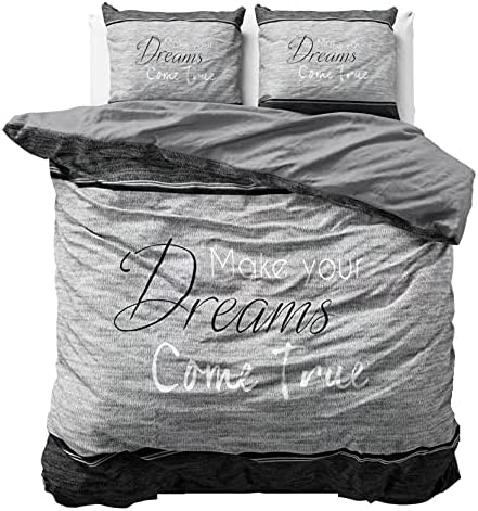 Sleeptime Bettwäsche 100% Baumwolle True Dreams, 200cm x 200cm, Reissverschluss, Mit 2 Kissenbezüge