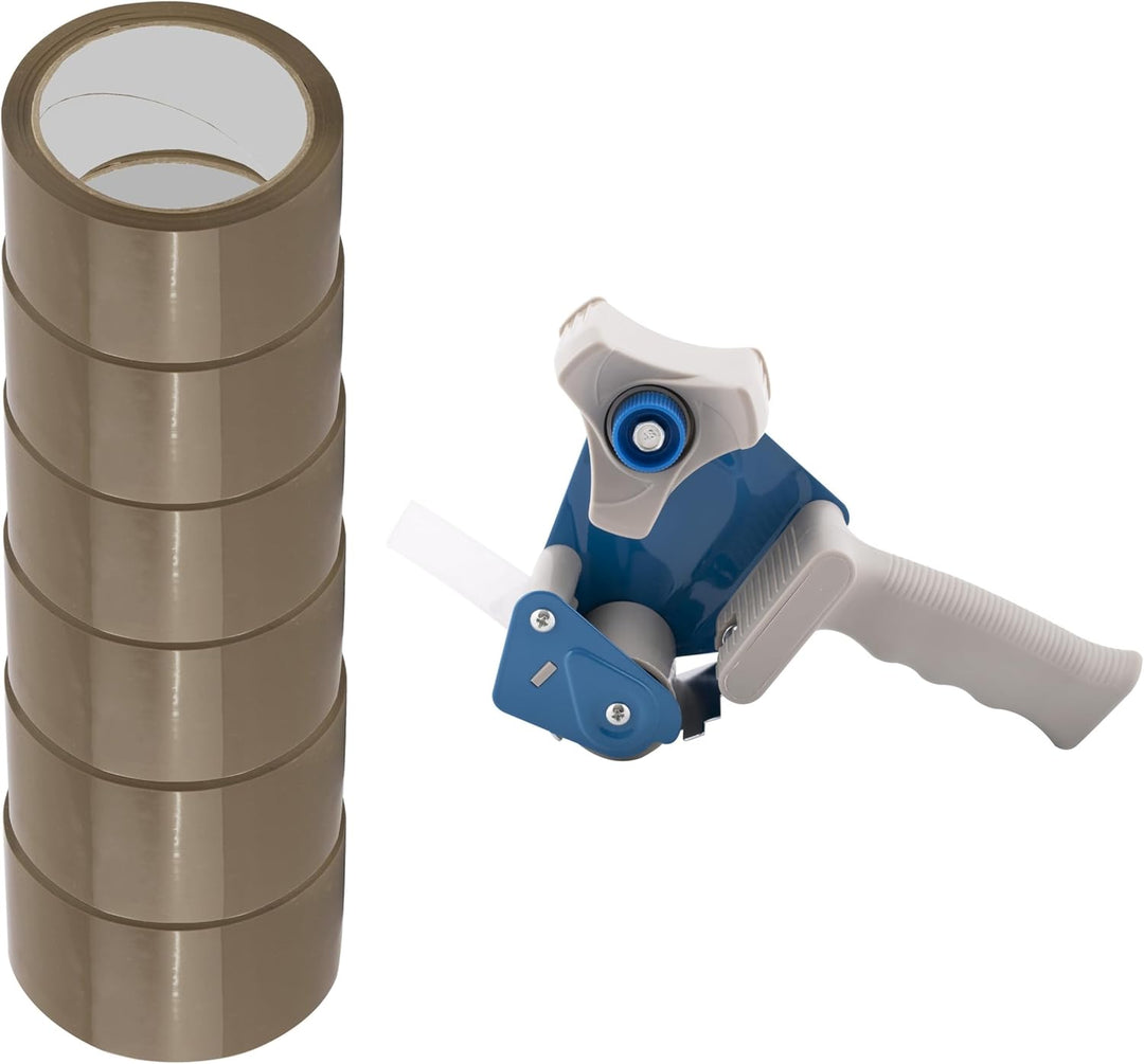 D.RECT Paketbandabroller, Klebebandabroller, Paketklebeband 6er Pack - Paketband - HOT MELT 50m x 48