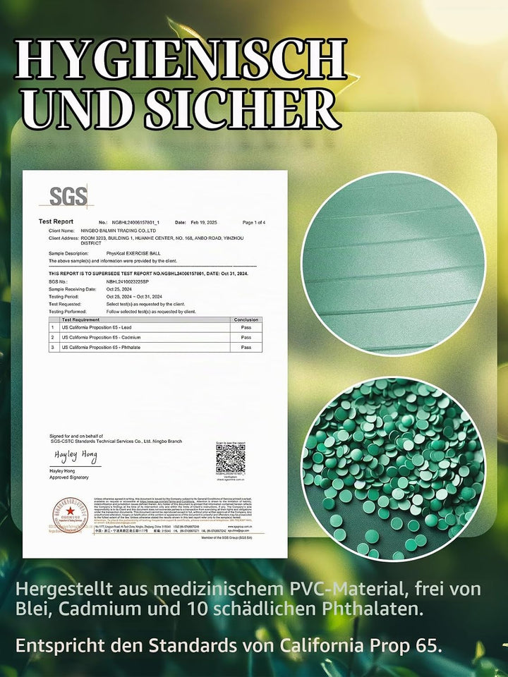 Gymnastikball und 23 cm Pilatesball Set, Anti Burst Gymnastikball, Anti-Rutsch-Sitzball, Balanceball