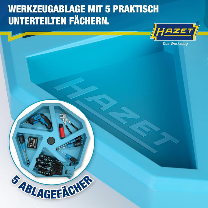 HAZET Arbeitssitz 195N-4, stabile Vierkant-Rohrrahmenkonstruktion, 5 Leichtlaufrollen 75 mm, höhenve