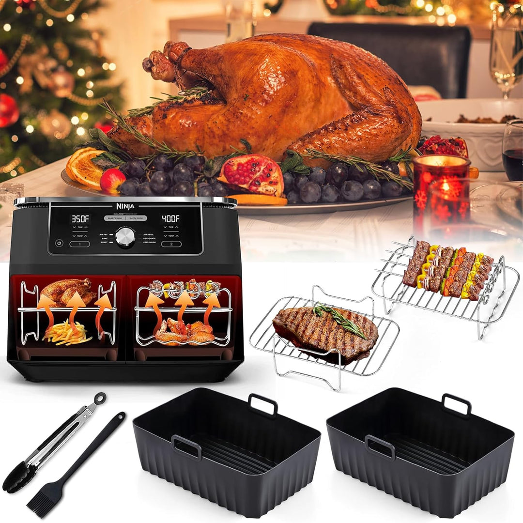 Airfryer Zubehör Set für Ninja Foodi AF300EU AF400EU, Hunnycook 10Pcs Airfryer Zubehör für 7.6L-9.5L