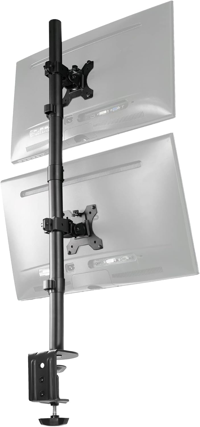 VIVO Dual LCD Monitor Desk Mount Stand Heavy Duty Stacked, Holds Vertical 2 Screens up to 32" (STAND