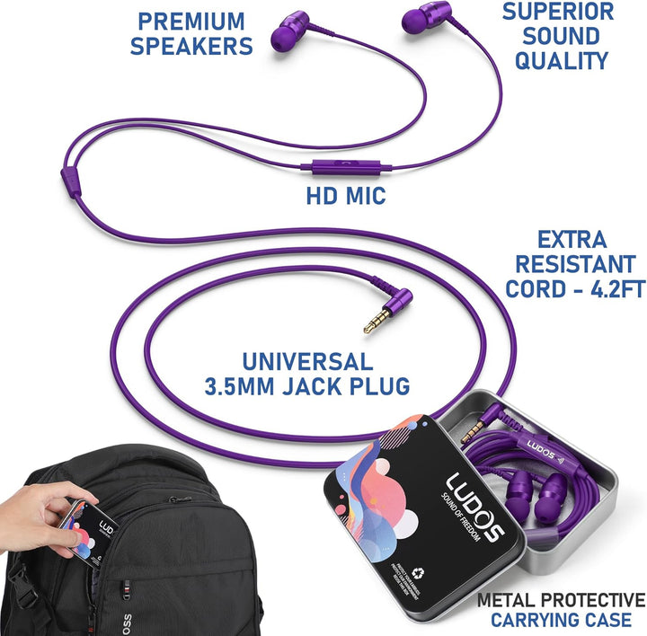 LUDOS OMNITONE Kopfhörer In Ear Kopfhörer mit Kabel und Mikrofon, 5 Jahre Garantie, In Ear Ohrhörer,
