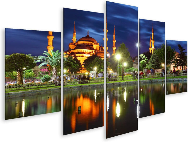 Bild auf Leinwand Blaue Moschee Istanbul Türkei Wandbild Poster Kunstdruck Bilder Format: 170x80cm -