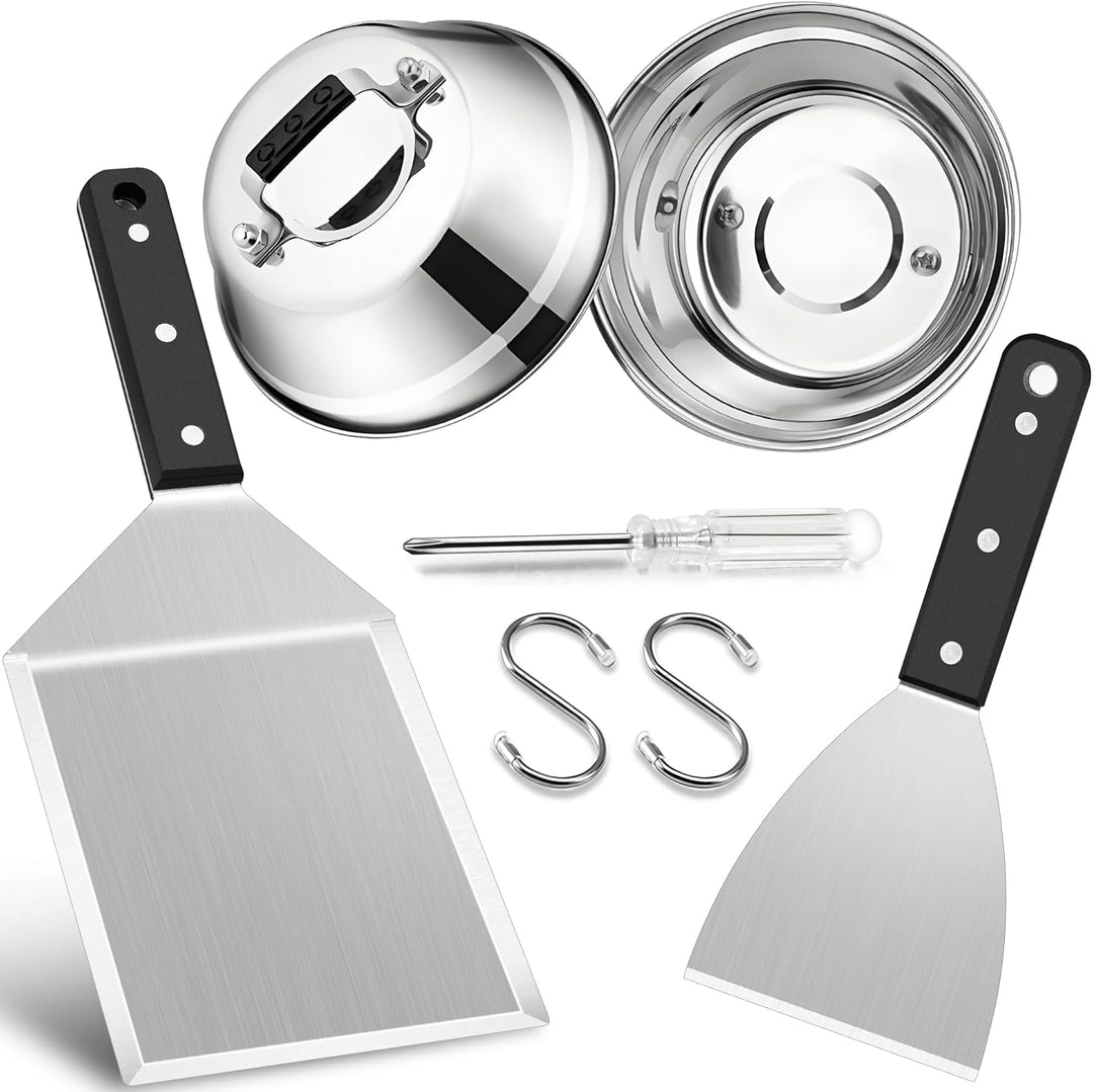 HaWare Grillspachtel mit Burgerglocke 4er Set, Abs Kunststoffgriff 2&#xD7;Grillspachtel + 2&#xD7;Bur