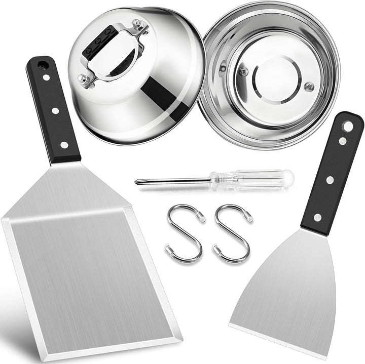 HaWare Grillspachtel mit Burgerglocke 4er Set, Abs Kunststoffgriff 2&#xD7;Grillspachtel + 2&#xD7;Bur