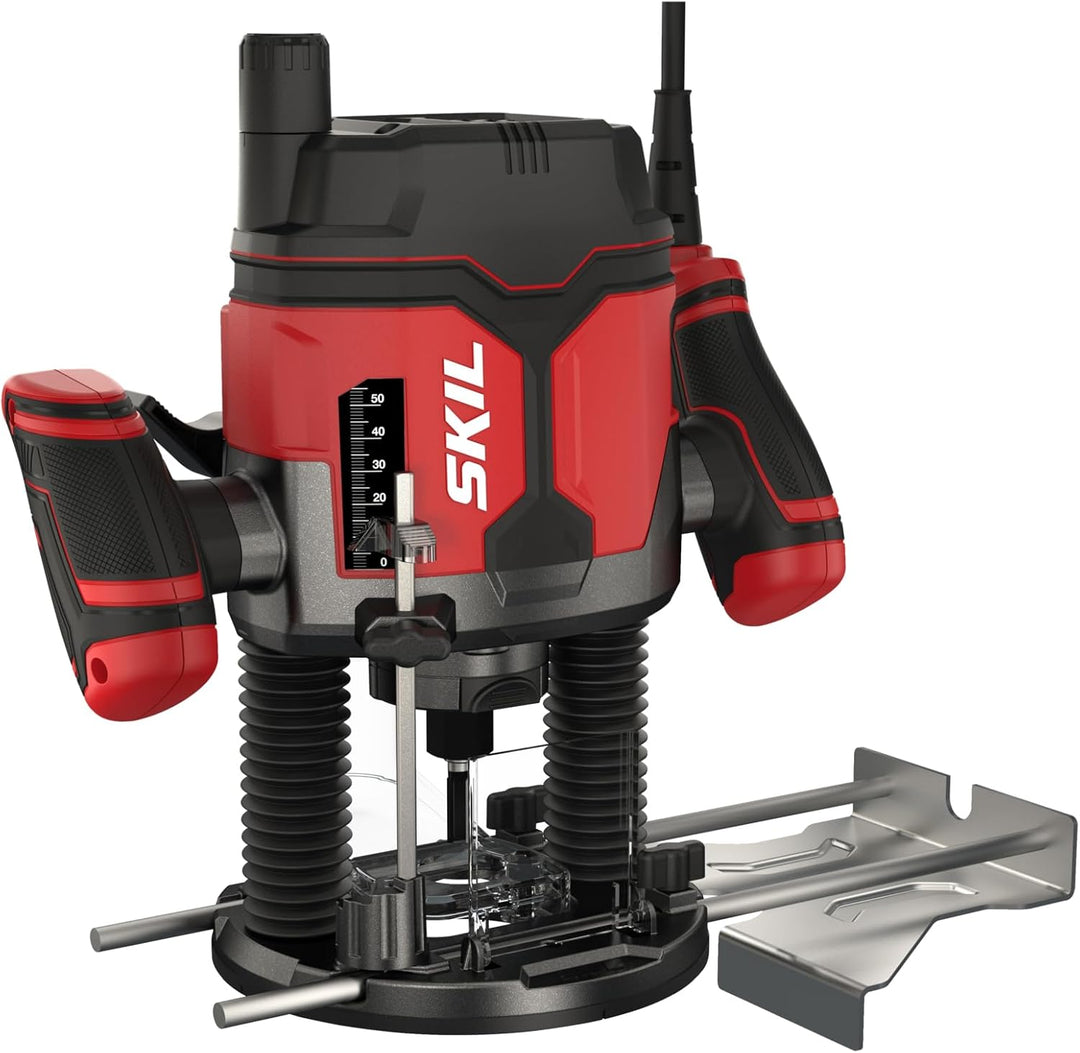 SKIL 1860 AA Oberfräse (1400 W, Schneiden/Falzen/Formen/Anfasen, Drehzahlregelung, Tiefenfeineinstel