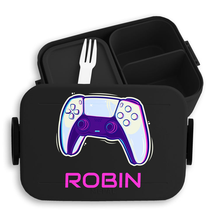 Shirtracer Mepal Lunchbox Kinder personalisiert Name Gaming Controller 1 Schwarz, 1 Schwarz