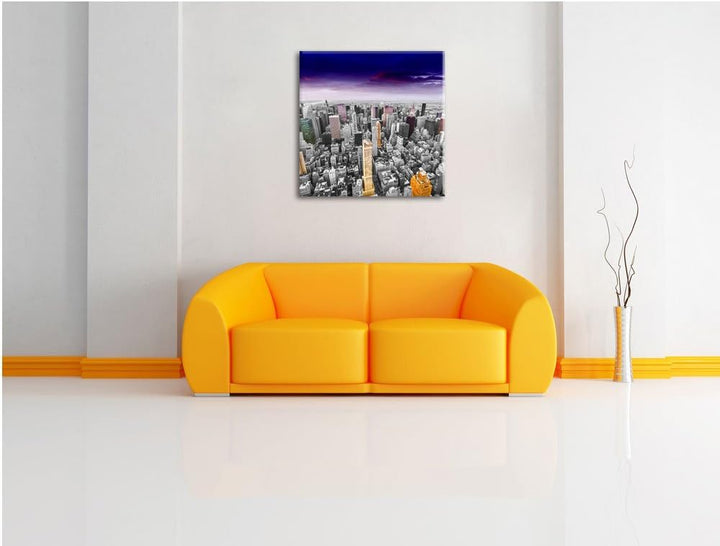 Pixxprint Skyline New York / 70x70cm Leinwandbild bespannt auf Holzrahmen/Wandbild Kunstdruck Dekora