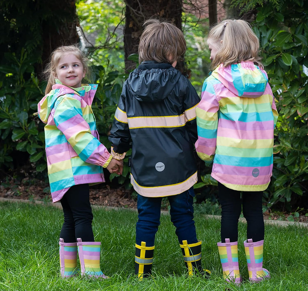 Fringoo - Regenmantel für Kinder - Dinosaurier-Design -Wasserdichte Jacke für Kinder - Mehrfarbige D