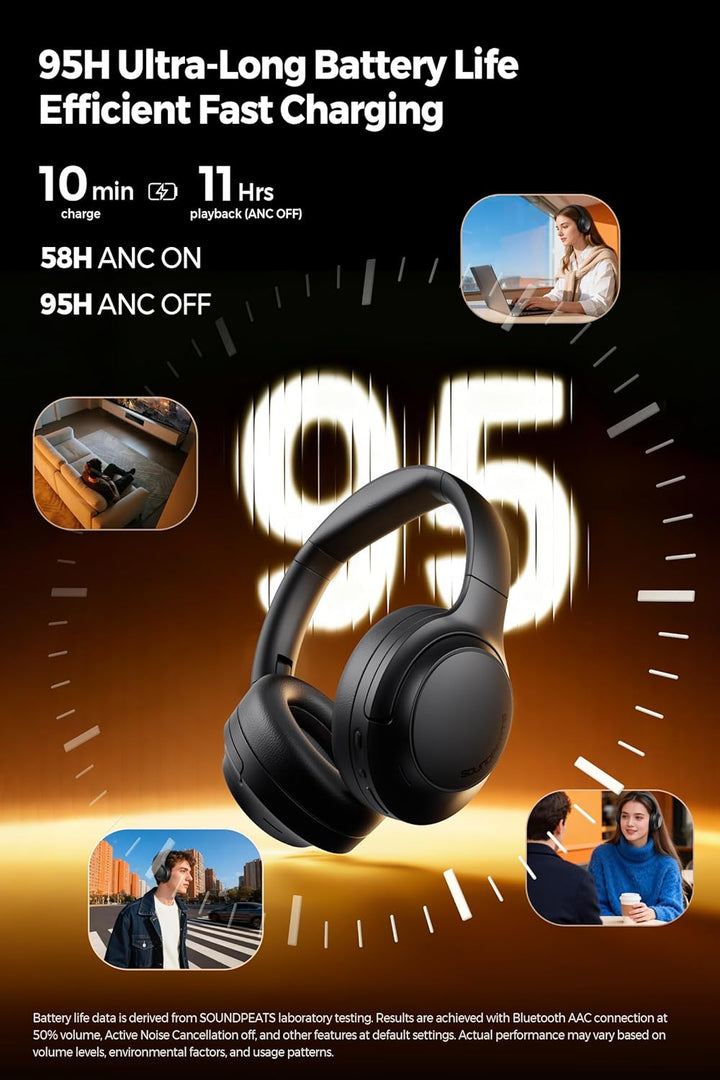 SoundPEATS Cove Pro Over Ear Kopfhörer Kabellos Bluetooth, Hybrid Aktive Noise Cancelling bis 56 dB,