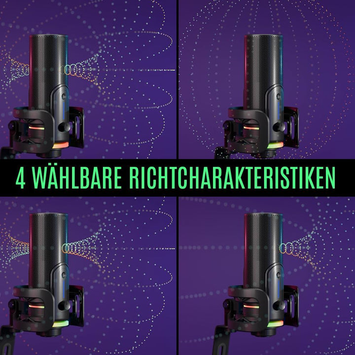 Streamplify MIC PRO RGB Mikrofon, Studioqualität, Fortschrittliche Geräuschunterdrückung, 192kHz/24b