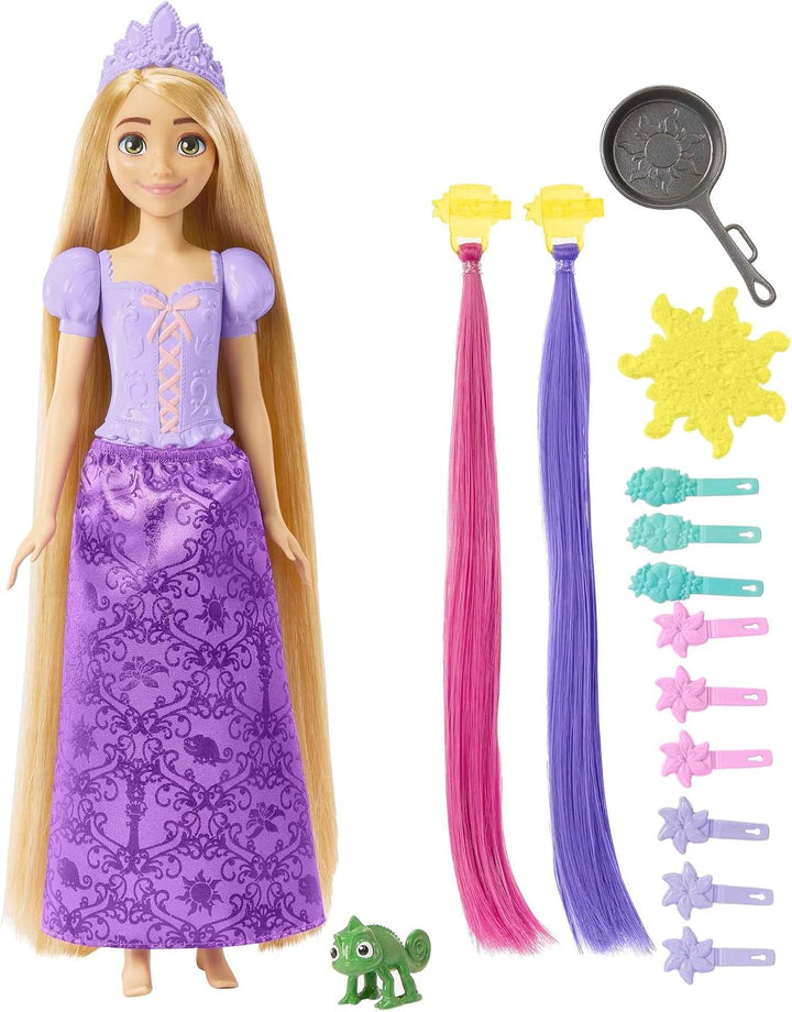 Disney Prinzessinnen Rapunzel Puppe, mit extra langen Haaren und Farbwechsel Funktion, inkl. Haar Ac
