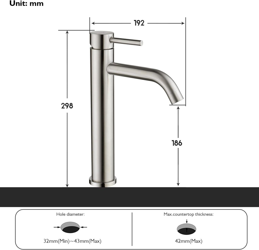 Decaura hoch Waschtischarmatur Badezimmer Bad Wasserhan Waschbecken Armatur Einhand Mischbatterie Ed