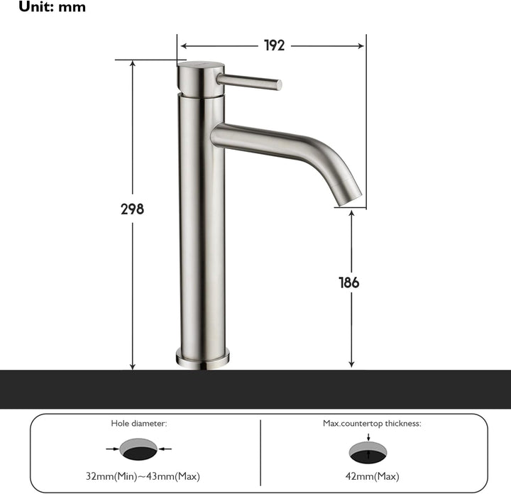 Decaura hoch Waschtischarmatur Badezimmer Bad Wasserhan Waschbecken Armatur Einhand Mischbatterie Ed