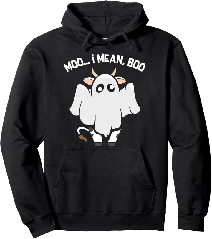 Moo I Mean Boo Ghost Kuh T-Shirt Geist Kuh Halloween Pullover Hoodie