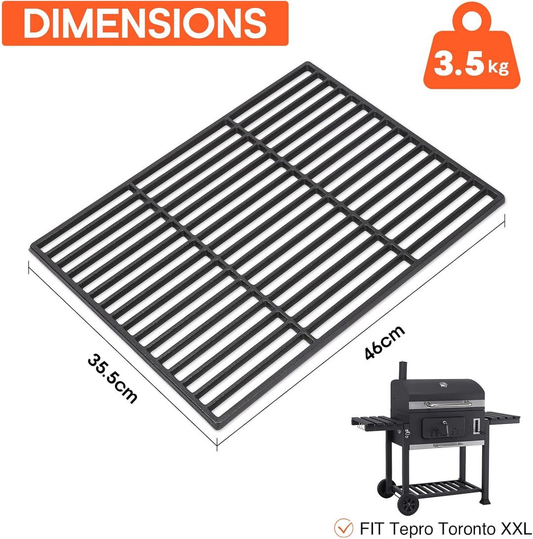 GFTIME 46 x 71cm Gusseisen Grillrost für Tepro Toronto XXL, Tarrington House Memphis XL Holzkohlegri