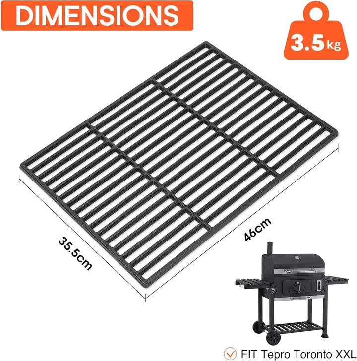 GFTIME 46 x 71cm Gusseisen Grillrost für Tepro Toronto XXL, Tarrington House Memphis XL Holzkohlegri