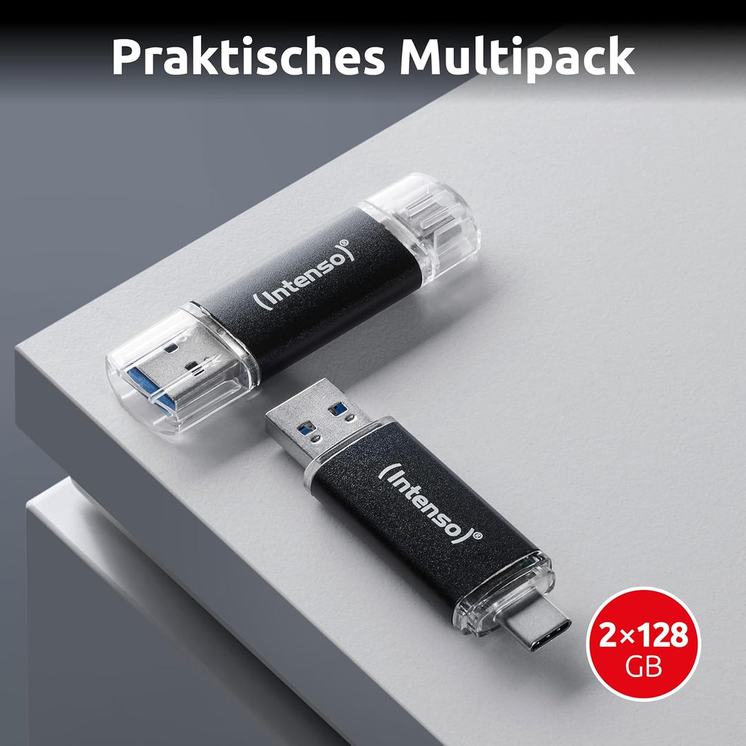 Intenso Twist Line Dual USB-Stick 2X 128GB - Super Speed USB 3.2 Gen 1x1 mit bis zu 70 MB/s, USB-C u