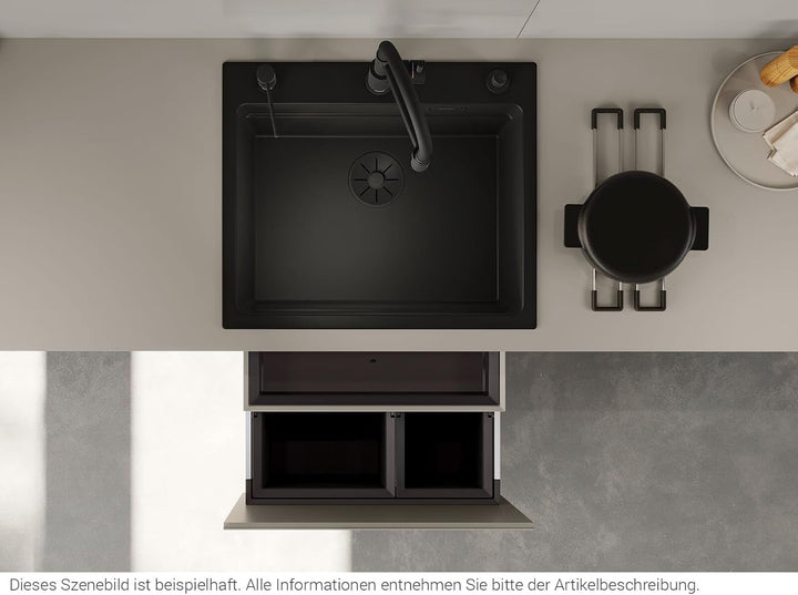BLANCO ETAGON 6 | SILGRANIT schwarz | Einbauart: Einbau von Oben | mit Ablauffernbedienung, mit Zube