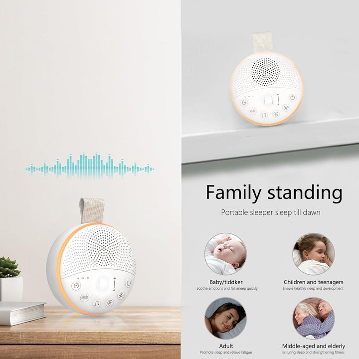 White Noise Machine Baby, USB Aufladbar Einschlafhilfe Babys, Weisses Rauschen Sound Machine mit 21