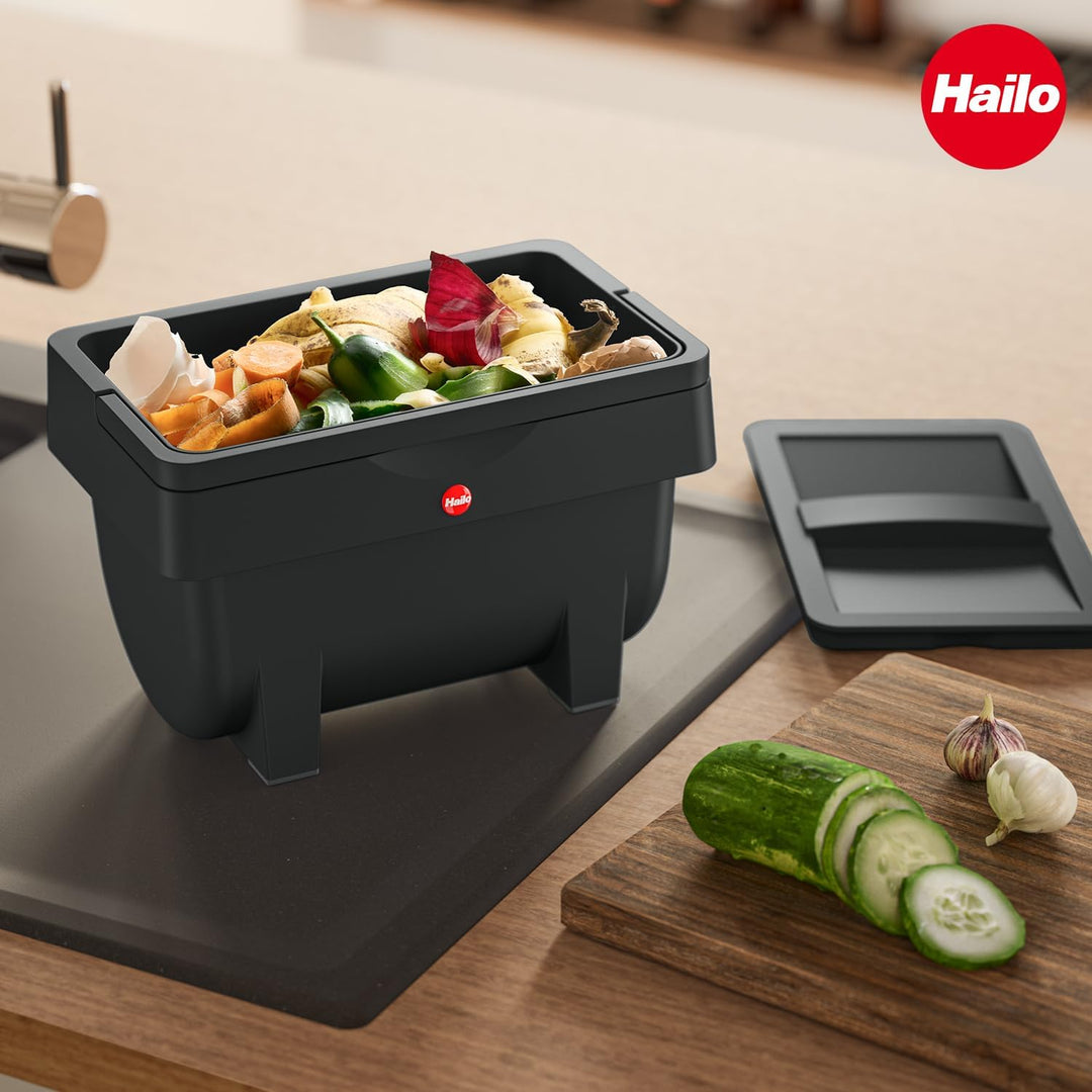 Hailo Öko Mini S Kompost-Mülleimer - Kunststoff-Abfalleimer für die Küche - verwendbar als Aufbewahr