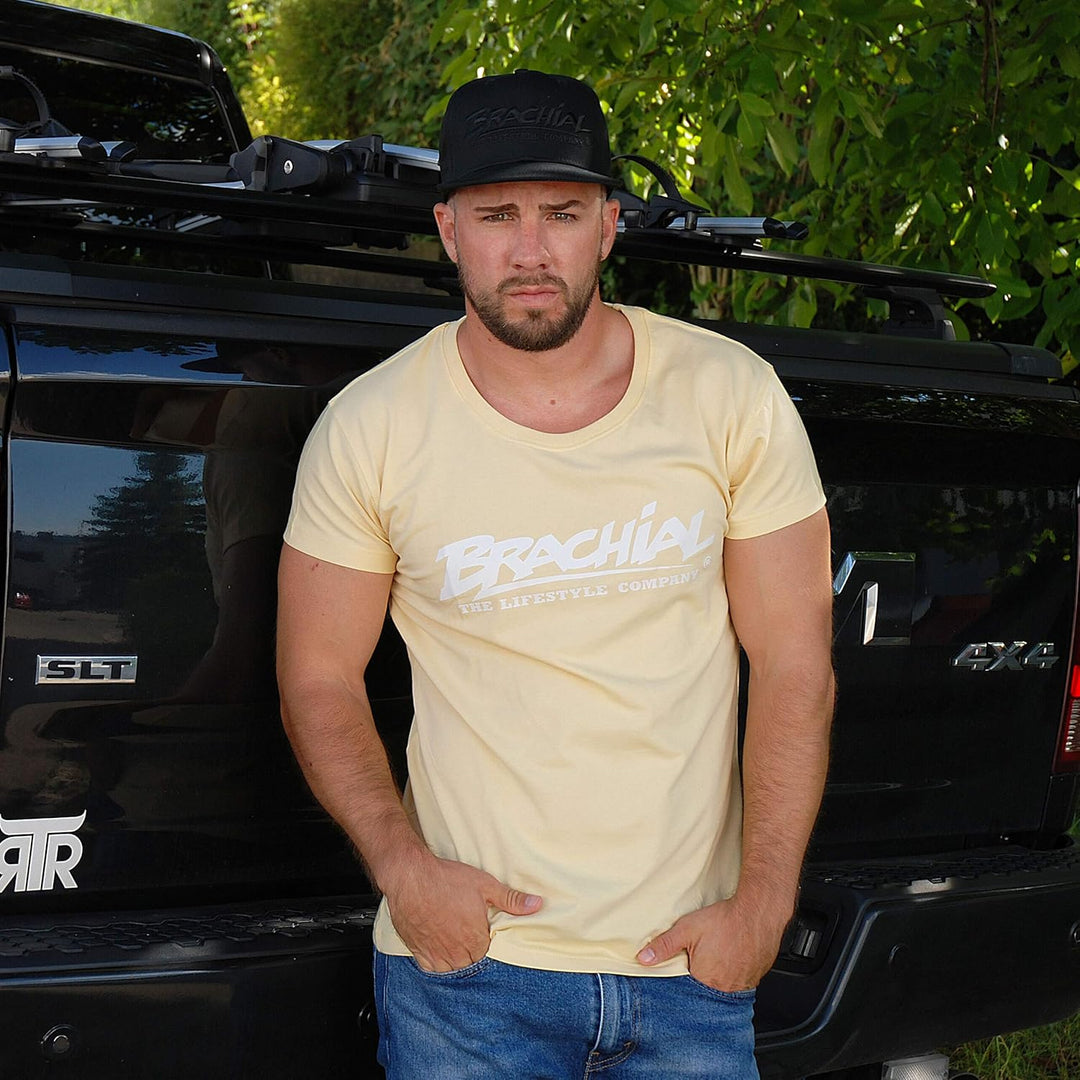 Brachial Premium Herren T-Shirt Sign Slim-Fit - für Freizeit Bodybuilding Workout Gym Kraftsport Fit