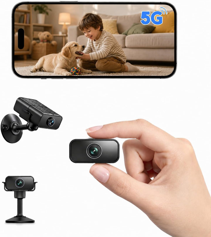 4K Mini Kamera, 2.4/5 Ghz WLAN Innenkamera 150° Weitwinkel &amp; Nachtsicht Objektiv automatische, Beweg