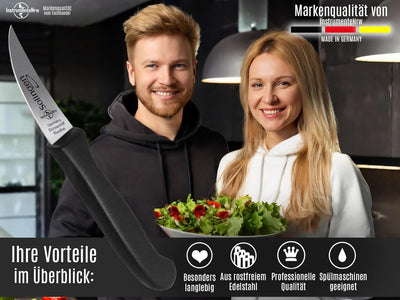 Schälmesser aus Solingen Gemüsemesser Set mit scharfer gebogener Schnittfläche Obstmesser Küchenmess