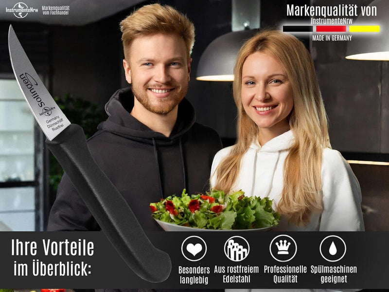 Schälmesser aus Solingen Gemüsemesser Set mit scharfer gebogener Schnittfläche Obstmesser Küchenmess