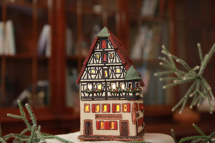 Midene Keramik Aroma Lichthaus, Teellichthalter, Künstlerisches Miniatur, Marien Apotheke in Rothenb