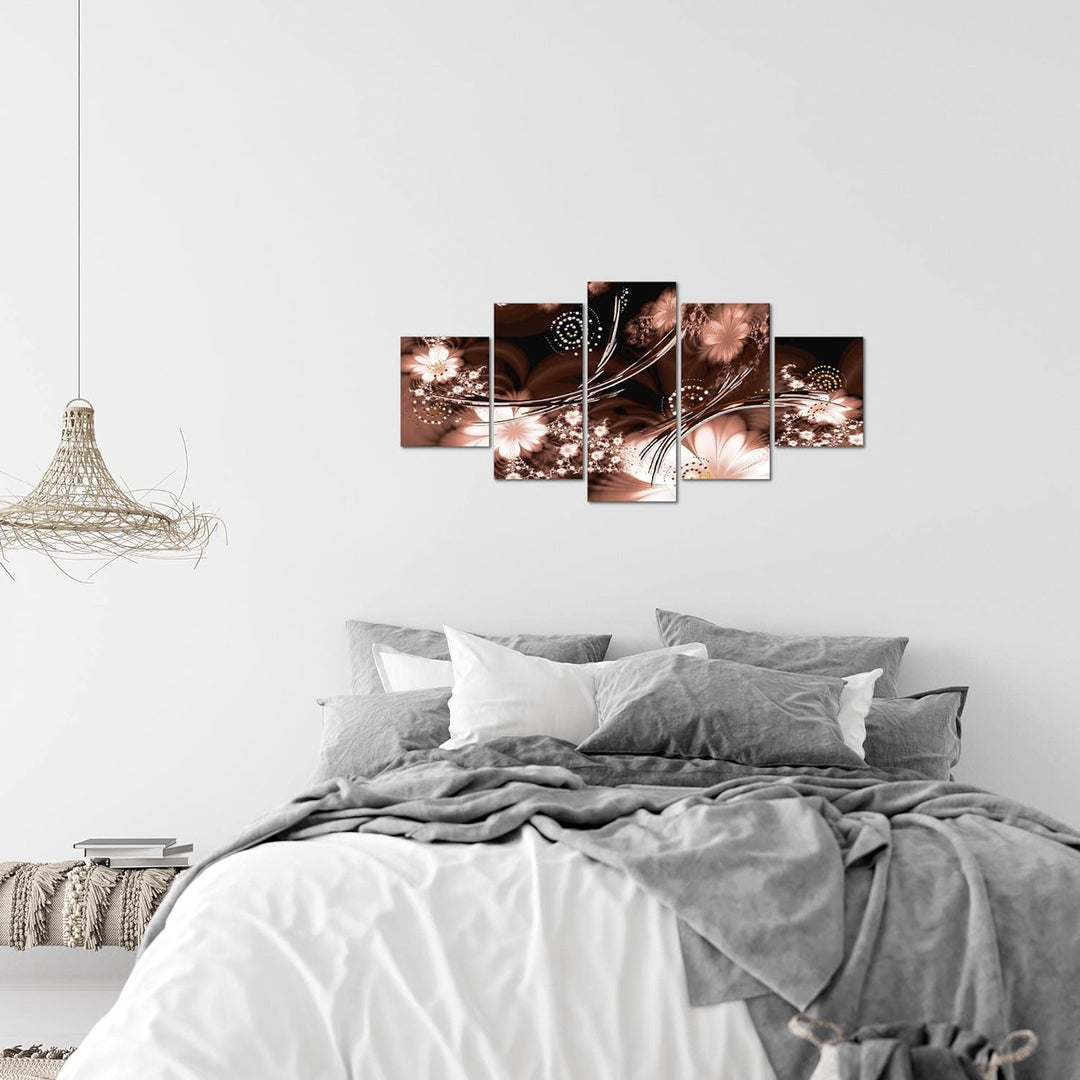 Runa Art Wandbilder Abstrakt 5 Teilig Bild auf Vlies Leinwand Deko Wohnzimmer Schlafzimmer Schwarz W