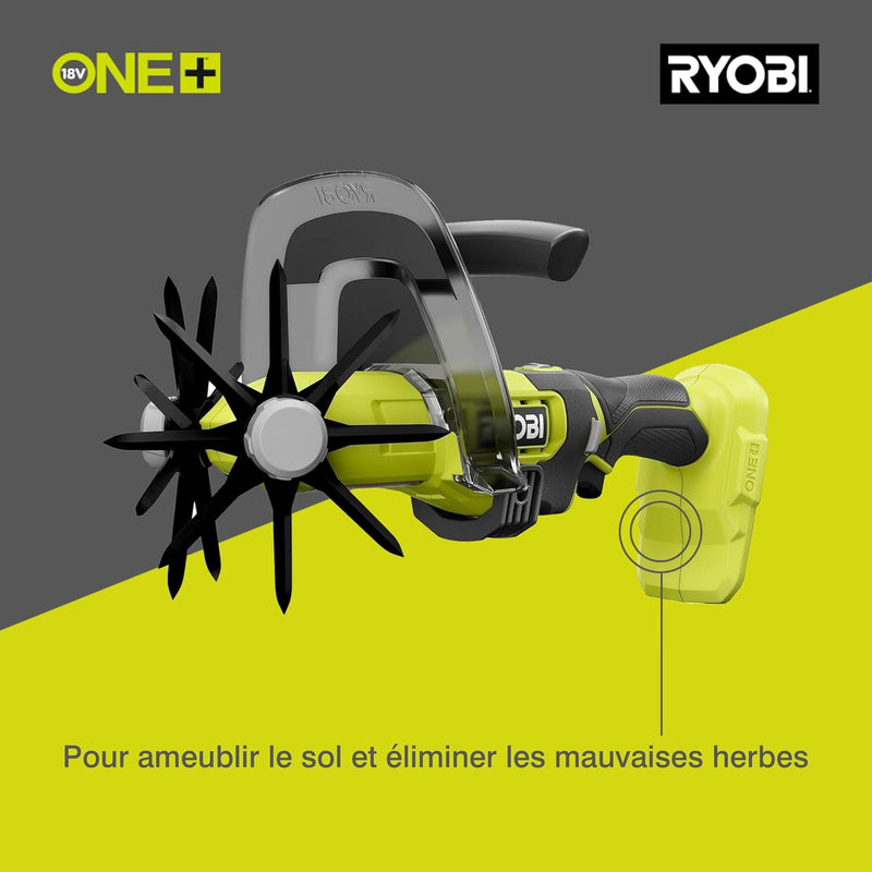 RYOBI 18 V ONE+ Akku-Kompakt-Kultivator RY18HCA-0 (5 cm Arbeitstiefe und 12 cm Arbeitsbreite, 5 cm A
