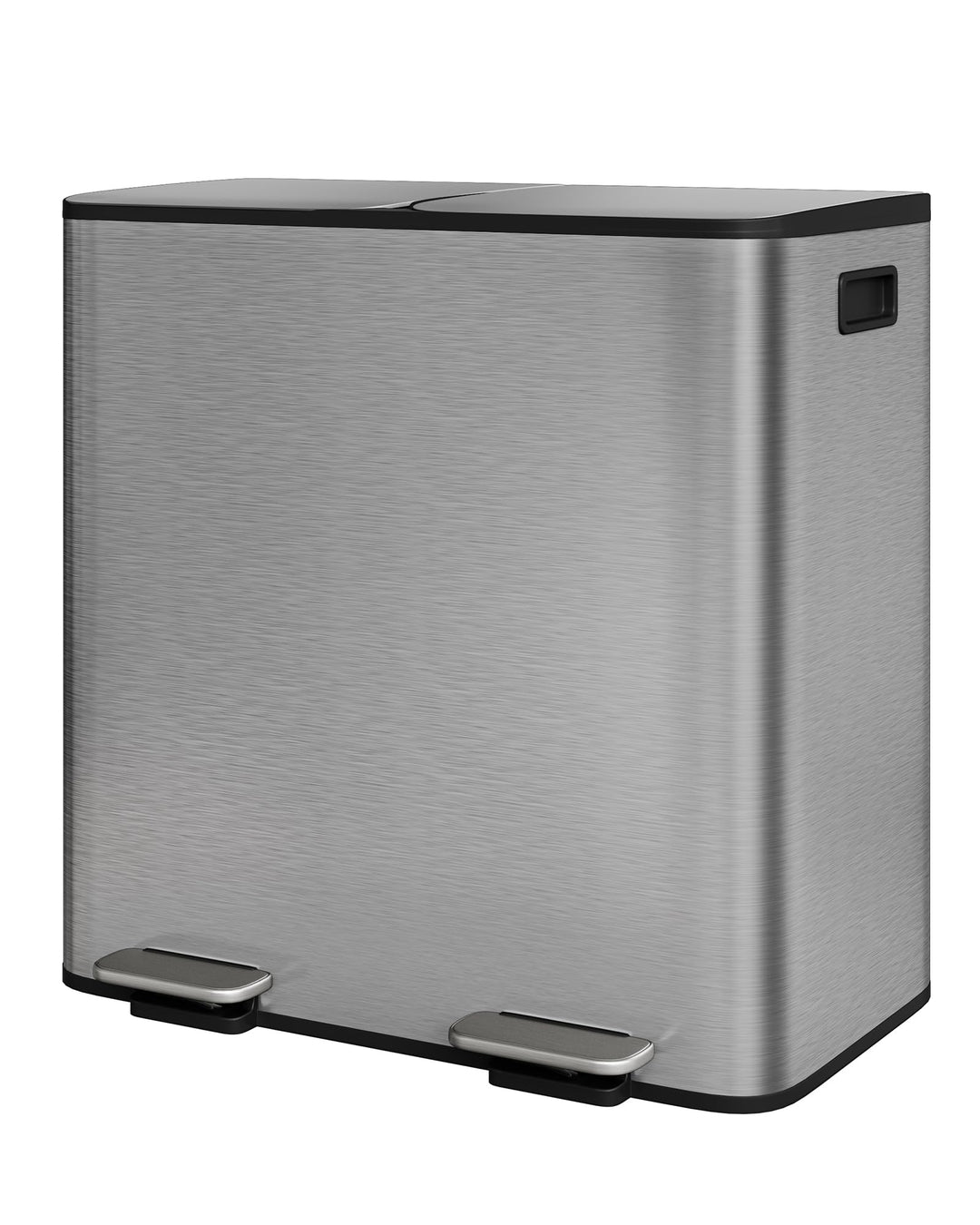 GarveeHome Mülleimer Küche, 2 x 40 L, Mülltrennsystem 2 Fächer, Metall-Tretmülleimer mit Seitlichem