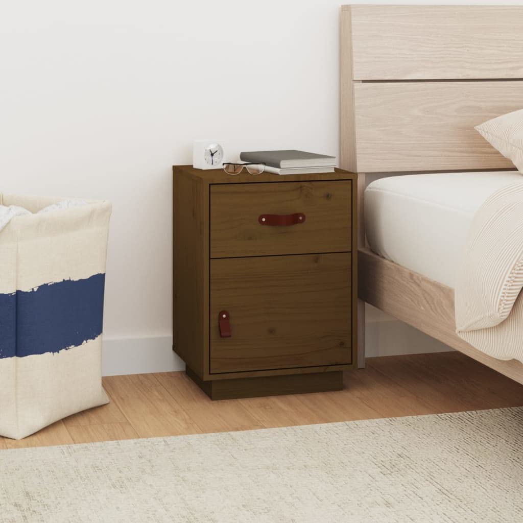 FIRBNUS Bedside Table Nachtkonsole Beistelltisch mit Stauraum Night Stand Nachttisch Honigbraun 40x3