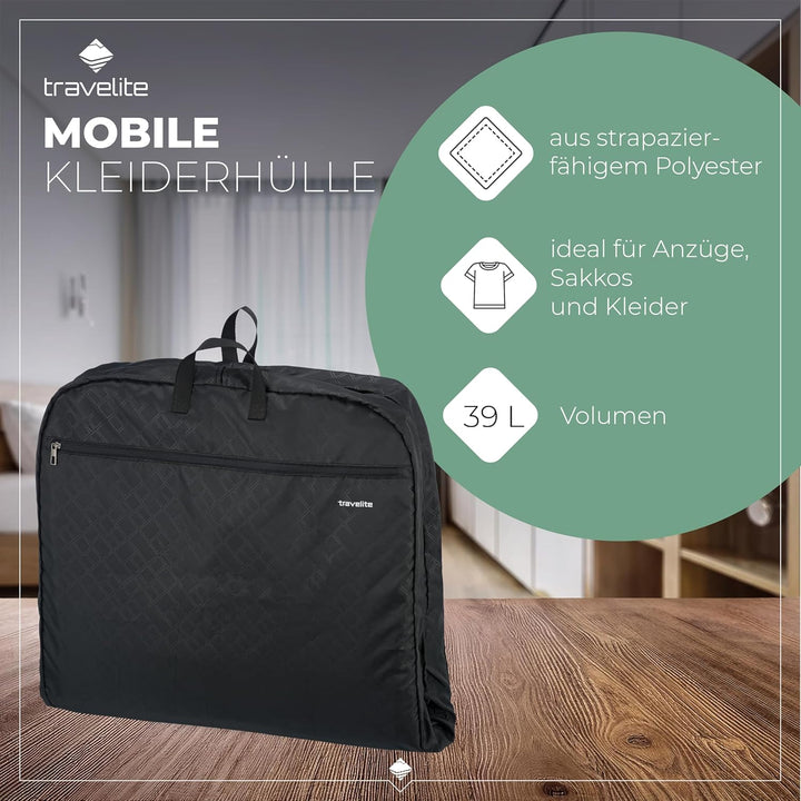 travelite grosse Kleiderhülle für Anzüge und Hemden, Gepäck Serie Mobile: Knitterfrei Reisen mit der