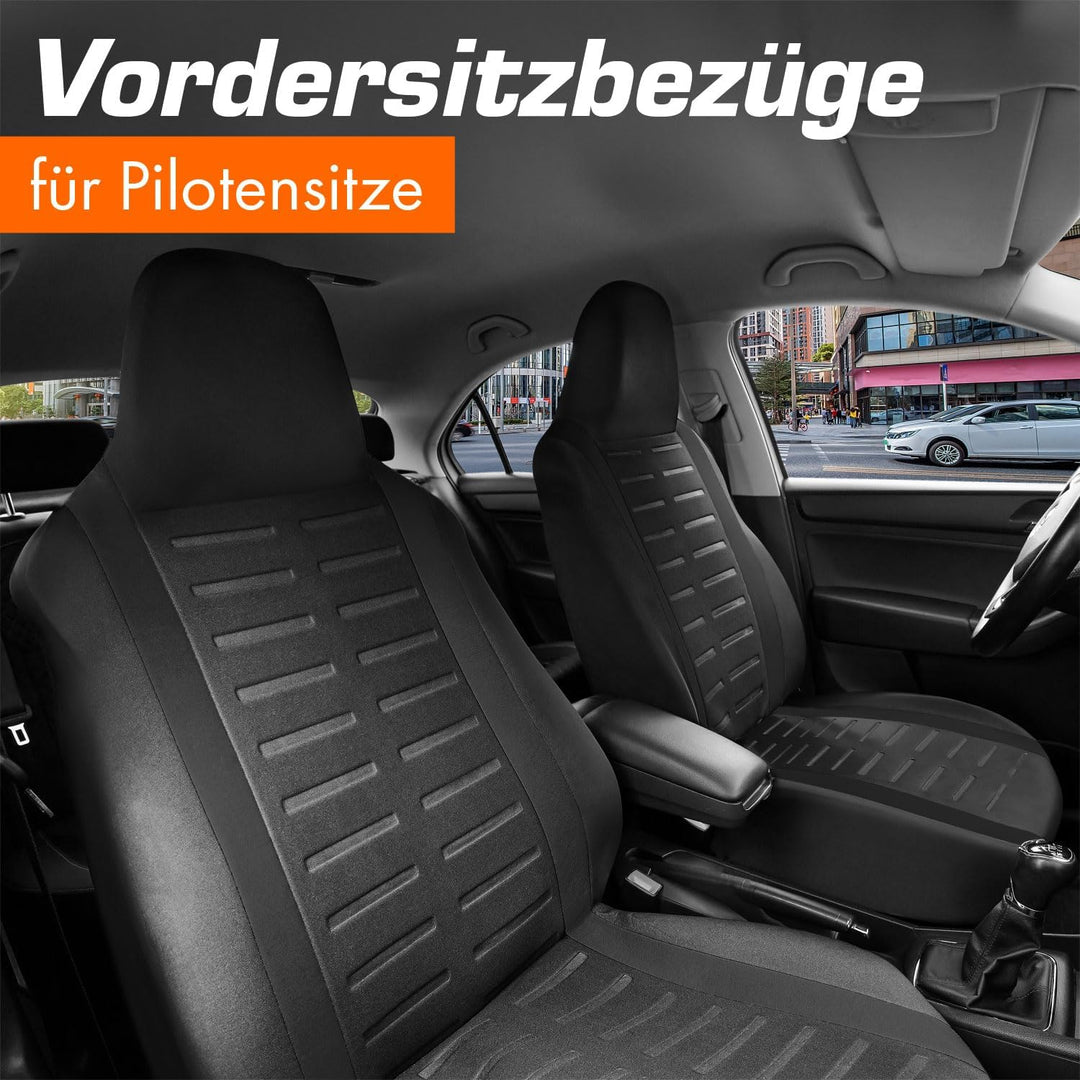 Upgrade4cars Autositzbezüge Set für Pilotensitze | Autositzbezug für die Vordersitze in Schwarz | Au