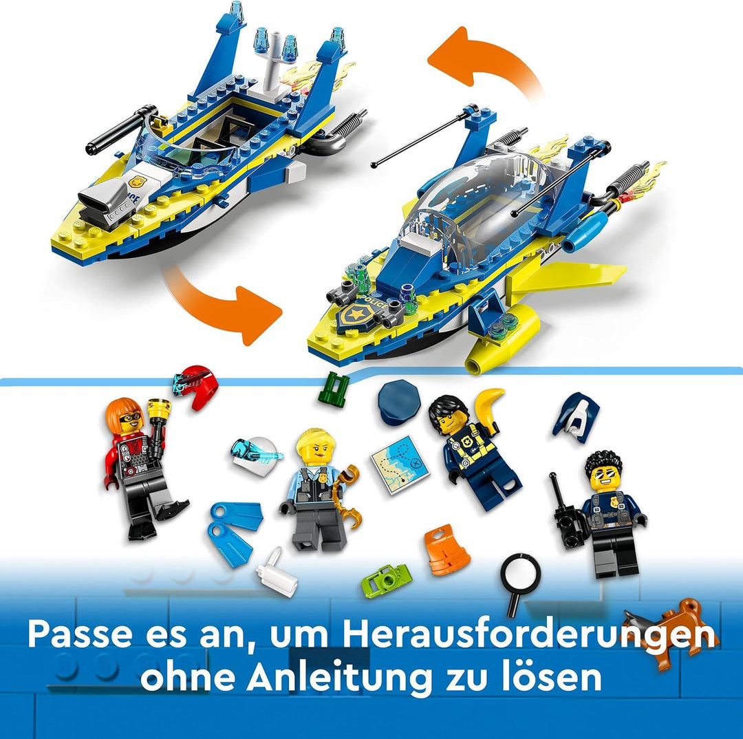 LEGO 60355 City Detektivmissionen Der Wasserpolizei, Interaktives Abenteuer-Spielset Mit Boot Und 4