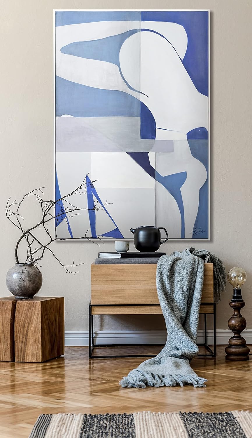 YS-Art XXL Abstrakt Acryl Gemälde auf Leinwand mit Rahmen Sandy handgemalte Wandbilder Wohnzimmer Mi